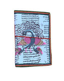 Purpledip Handmade Paper Diary/Journal/Notebook With Peacock Painting In Traditional Indian Design; Cotton String For Locking In