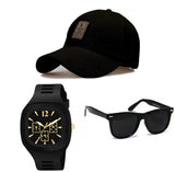Selloria Brand Unisex Combo Pack Of 3 Stylish Dial Watch, Stylish Sport Baseball Cap & Stylish Aviator Wayfarer Sunglass For Men