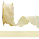 CABODYALS 10 Yards 1 Inch Ruffle Edge Ribbon Yellow Double Ruffled Pleated Soild Chiffon Silk Polyester Gathered Fabric Satin Ri