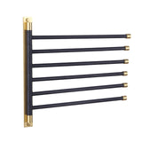GERZWY Bathroom Swing Arm Towel Bars Wall Mount Bath Towel Rack with 6 Arms Hanger Towel Holder Organizer Stainless Steel (Black