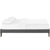 CasaFoyer Tessie Platform Bed | Solid Wood Frame | Polyester Upholstery | Tapered Legs | 10 Wood Slats | No Box Spring Needed | Memory Foam Compatible | Gray