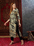 Gosriki Women'S Cotton Blend Straight Printed Kurta With Pant (Rai Black-Gs_Xxl_Black_Xx-Large),Black,2,B0D73WCBXC