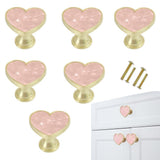 YYMSEN 6 Pcs Brass Knobs Drawer Pulls Handles Heart-Shaped Gold Cabinet knobs, Suitable for Bathroom Drawer Kitchen Door Pulls H