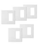Bates- Combination Wall Plate, 4.8x4.9, 5 Pack, Decorator/Blank, White, Polycarbonate Thermoplastic, 2 Gang Wall Plate for Elect
