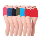 Xjarvis Ladybay Women'S High Coverage Combed Cotton Stretch Boy Shorts Mid Waist Seamless Brief Underwear Moisture Wicking Innerwear Pack Of 6 (Black/Pink/Blue/Red/Olive Green/Air Force Blue L),Pack of 6 - Black, P,,B0D7CYD9H5