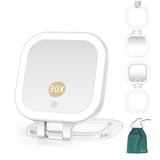 Mocado Compact Travel Makeup Mirror, 1X/30X Magnifying Mirror with Light, Double Sides Compact Mirror with 3 Color Light, Dimmab