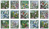 Elizabeth Studios 24 X 44 Panel Birds Bird-Watching Flowers Nature Springtime Tweethearts White Cotton Fabric Panel (40000WHITE)