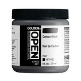 GOLDEN OPEN Slow-Drying Acrylics, Carbon Black, 8 fl oz. Jar, Professional Acrylic Paint, Opaque