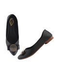 Shoetopia Oversized Bow Detailed Black Bellies For Girls-Eu40,Bronze,7,B0D5HFVB4F
