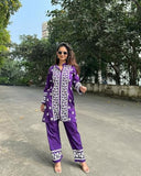 Anni Designer Women'S Cotton Blend Straight Chikankari Embroidered Kurta With Palazzo (Lko Purple-Nsc_M_Purple_Medium),Purple,M,Cotton Blend,ANNI DESIGNER Women's Cotton Blend Straight Chikankari Embroidered Kurta with Palazzo (LKO Purple-NSC),