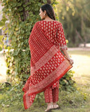 Anni Designer Women'S Rayon Blend Straight Printed Kurta With Pant & Dupatta (Maasa Red_S_Red_Small),Red,S,Rayon Blend,Casual,