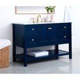 Elegant Decor Metropolis 48 Solid Wood And Metal Single Bathroom Vanity In Blue