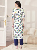 Pinkmint Kurta Set For Women Cotton Printed Straight Kurta With Pant (Pack Of 1) Multicolor15 2Xl