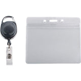 Advantus Resealable ID Badge Holders with 30 Cord Reel, Horizontal, Frosted 4.13 x 3.75 Holder, 3.75 x 2.63 Insert, 10/Pack