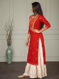 Gosriki Women'S Multi Rayon Straight Kurta With Plazzo (Saina 1001_Xxl) Red,Red,2,B08LG6WLPW