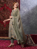Anni Designer Women'S Rayon Blend Printed Straight Kurta With Pant & Dupatta (Vice Grey-Vks02_S_Grey_Small),Grey,S,Rayon Blend,Regular,