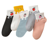 Akado Cotton Ankle Socks For Women Novelty Fruit Printed Cartoon Low Cut Liner Athletic Socks Teen Girls Gift 5 Pair, Mult