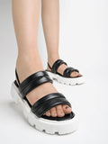 Shoetopia Casual Upper Double Strap Black Platform Heeled Sandals For Women & Girls /Uk8-Eu41,Black,8,B0CHVVNLFL