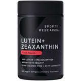 Sports Research Vegan Lutein + Zeaxanthin (20mg) with Organic Coconut Oil for Better Absorption - Supports Vision & Eye Health -