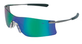 MCR Safety T411G Rubicon Safety Glasses Emerald Mirror Lens with UV Protection and Scratch Resistant Coating, Curved Frameless d
