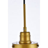 Elegant Lighting Living District Lye 1-Light Mid-Century Metal Pendant In Brass And Frosted White