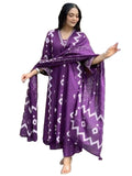 Gosriki Women'S Rayon Viscose Printed Anarkali Kurta With Palazzo & Dupatta (Chakrika Purple-Gs_Xl_Purple_X-Large),Purple,,B0DS16ZJ8D