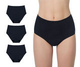AIRCUTE Washable Urinary Incontinence Underwear for Women Absorbent Seamless High Waist Leak Protective Panty 3 Pack (3 Black, 2
