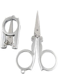 Stainless Steel Folding Pocket Scissors, Silver, Portable Utility Tool, for Camping, Hiking, Travel, and First Aid Kit, Set of 1