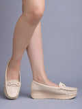 Shoetopai Women'S Cream Comfort Loafers Soft Faux Leather Slip-On Shoes With Cushioned Sole Casual Footwear Eu40,Cream,7,B0DFVGP3XN