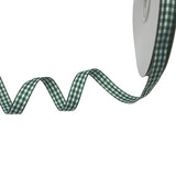 Libiline 50yards 1 Roll 3/8 10mm Christmas Green Gingham Ribbon Craft DIY Gift Packing Hair Bow Accessory (Christmas Green, 3/8)
