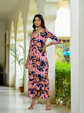Gosriki Women'S Cotton Blend Straight Printed Kurta With Palazzo (Chinki Navy-Vks01-Gs_M_Navy_Medium),Navy Blue,,B0D9WFHWF6