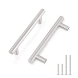 Gobrico 15 Pack T Bar Kitchen Cabinet Handles Brushed Nickel Dresser Pulls 3-3/4 Inch (96mm) Hole Centers Satin Nickel Stainless