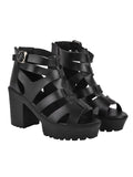 Shoetopia Smart Casual Black Block Heeled Sandal For Women,Black,4,B0BZPZH841