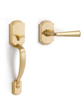 SORWDUERM 1 Pack Gold Front Door Handle Reversible Lever Entry No Lock Handleset Single Cylinder Entry Way Door Handle