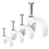 Jadaol Cable Clips with Nails, 400 Pack Cord Wire Clips (5mm 6mm 8mm 10mm), Nail-in Round Cable Tacks for Ethernet Cable, Coaxia