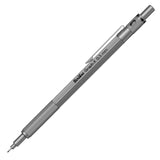 Scrikss Office GraphX Satin Gray Titanium Plated Mechanical Pencil With 0.5mm Lead Of Grade 2B, Mini Interchangeable Eraser, Pu