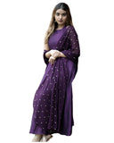 Gosriki Women'S Rayon Blend Anarkali Solid Kurta With Pant & Dupatta (Namkot Blue-Gs_S_Blue_Small),Blue,,B0DNBD764J