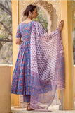 Gosriki Women'S Rayon Blend Printed Anarkali Kurta With Pant & Dupatta (Mytee Multi-Gs_3Xl_Multicolor_Xxx-Large),Multicolour,3,B0DR1P3B7F