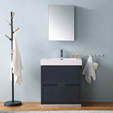 Fresca Valencia 30 Inch Glossy White Freestanding Modern Bathroom Vanity And Medicine Cabinet - Includes Integrated Sink With 2