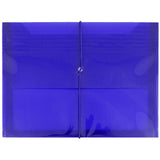JAM PAPER Plastic Expansion Envelopes with Elastic Band Closure - Letter Booklet - 9 3/4 x 13 with 2.5 Inch Expansion - Blue - 1
