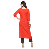 Anni Designer Women'S Red Color South Cotton Calf Length Kurti (Puja-Kurti-7006_Xxl),Red,2XL,Cotton,Regular,Kurti