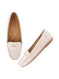 Shoetopia Upper Bow Detailed Cream Loafers For Women & Gilrs /Eu39,Beige,6,B0DJJWC5LB