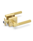 Asidrama 1 Pack Passage Gold Door Handles, Door Lever with Door Knobs Indoor for Bedroom or Bathroom, Heavy Duty Brushed Gold Do