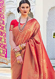 Pujia Mills Womens Kanjivaram Pure Banarasi Silk Saree Kanchipuram Saree (Red) Red Free B08L6Rwmmc