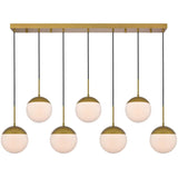 Living District Eclipse 7 Lights Brass Pendant With Frosted White Glass