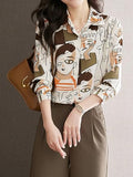 Toplot Shirt For Women || Shirt Tops For Women (Dott-Shirt-5110-Geo-L),Brown,,B0DYNVRFML