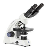 MicroBlue Binocular Microscope Achromatic 4/10/S40/S100x Oil DIN 35 mm objectives, Mechanical Stage, LED Illumination