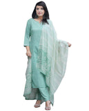 Gosriki Women'S Cotton Blend Embroidered Straight Kurta With Pant & Dupatta (Pragya See Green-Gs_L_See Green_Large),See Green,,B0D2Y897QT