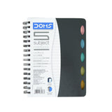 Doms 5 Subject Poly Cover Wiro Notebook | 70 Gsm, 5 Subject, 300 Pages | 21.6 X 14 Cm | The Book Is Sturdy & Long Lasting | Pack