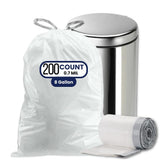 Plasticplace 8 Gallon Trash Bags 0.7 Mil White Drawstring Garbage Can Liners 200 Count (Pack of 1)